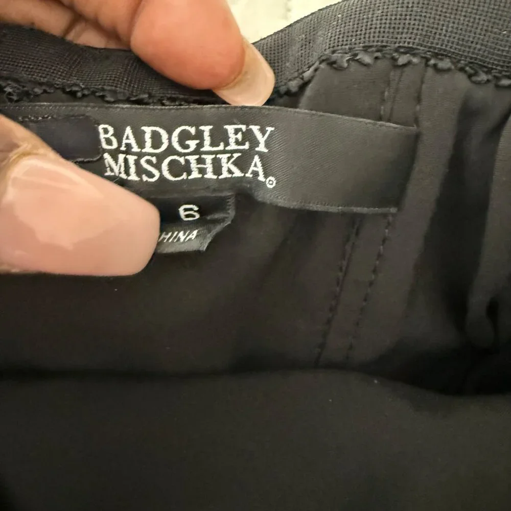 Badgley Mischka Black Strapless Velvet Dress W/ Oversized Bow Detail Size 6 - Picture 4 of 8